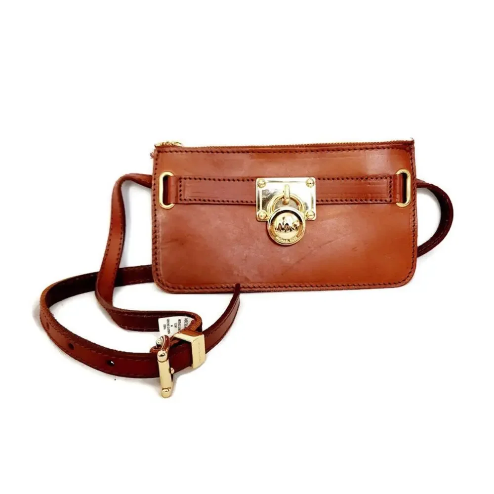 Michael Kors Women's Brown Leather FannyPack Belt Small Wallet